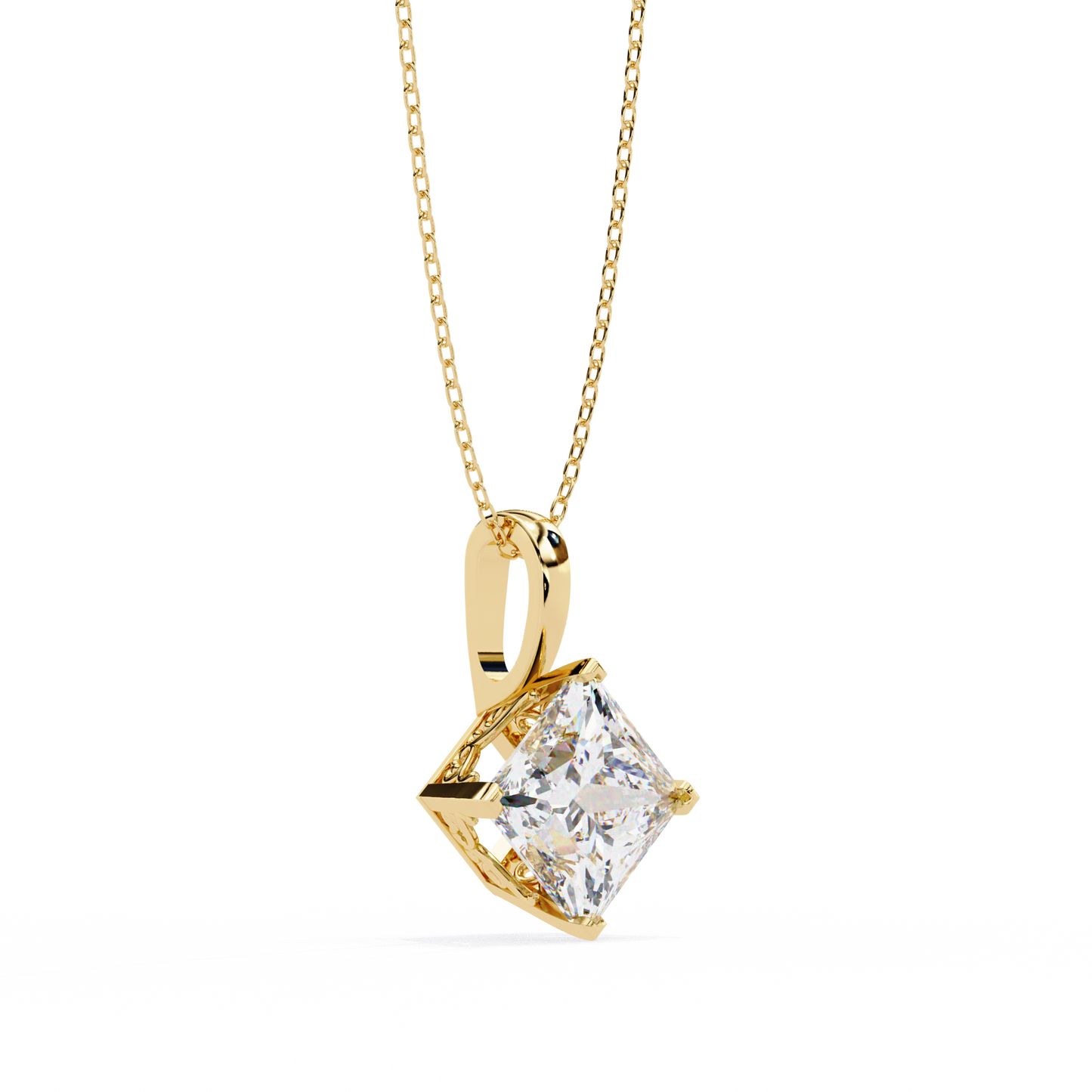 "The Prism: Kite-Set Princess Solitaire Pendant"- 2.87ct Diamonds