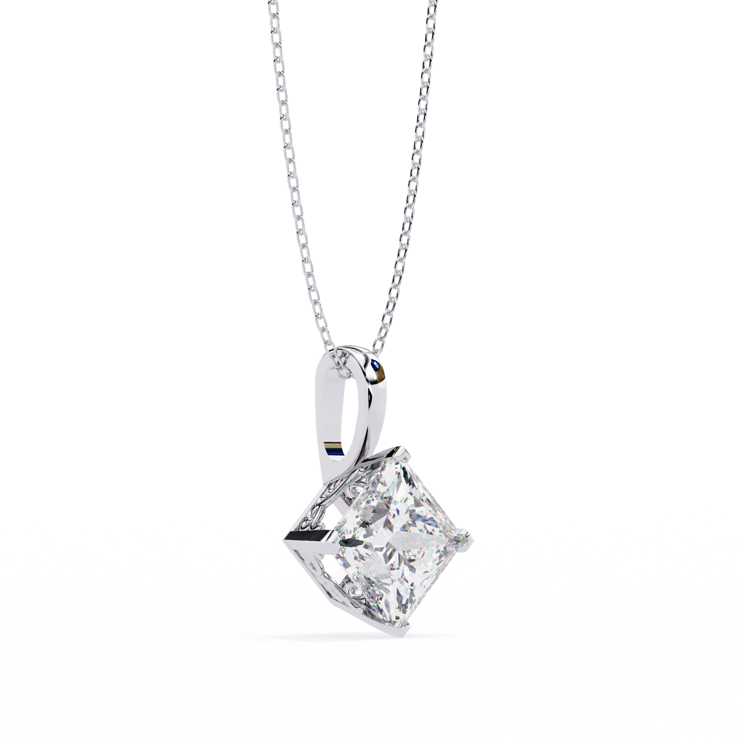 "The Prism: Kite-Set Princess Solitaire Pendant"- 2.87ct Diamonds