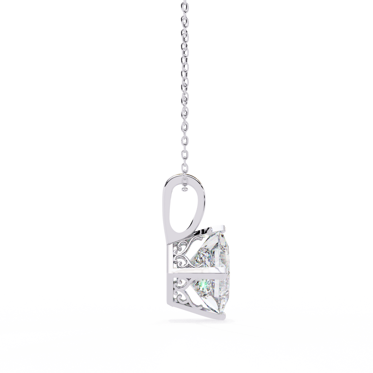 "The Prism: Kite-Set Princess Solitaire Pendant"- 2.87ct Diamonds