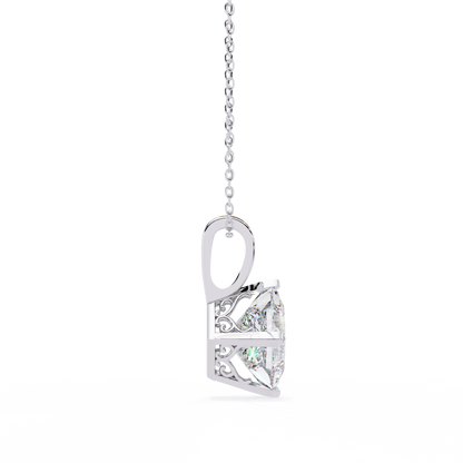 "The Prism: Kite-Set Princess Solitaire Pendant"- 2.87ct Diamonds