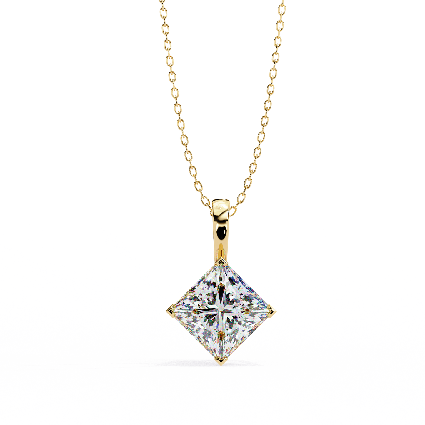 "The Prism: Kite-Set Princess Solitaire Pendant"- 2.87ct Diamonds