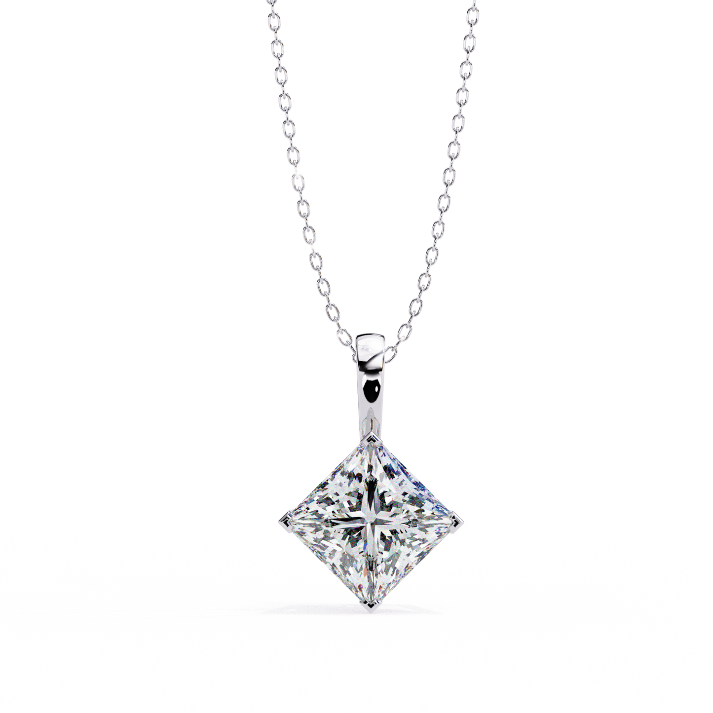 "The Prism: Kite-Set Princess Solitaire Pendant"- 2.87ct Diamonds