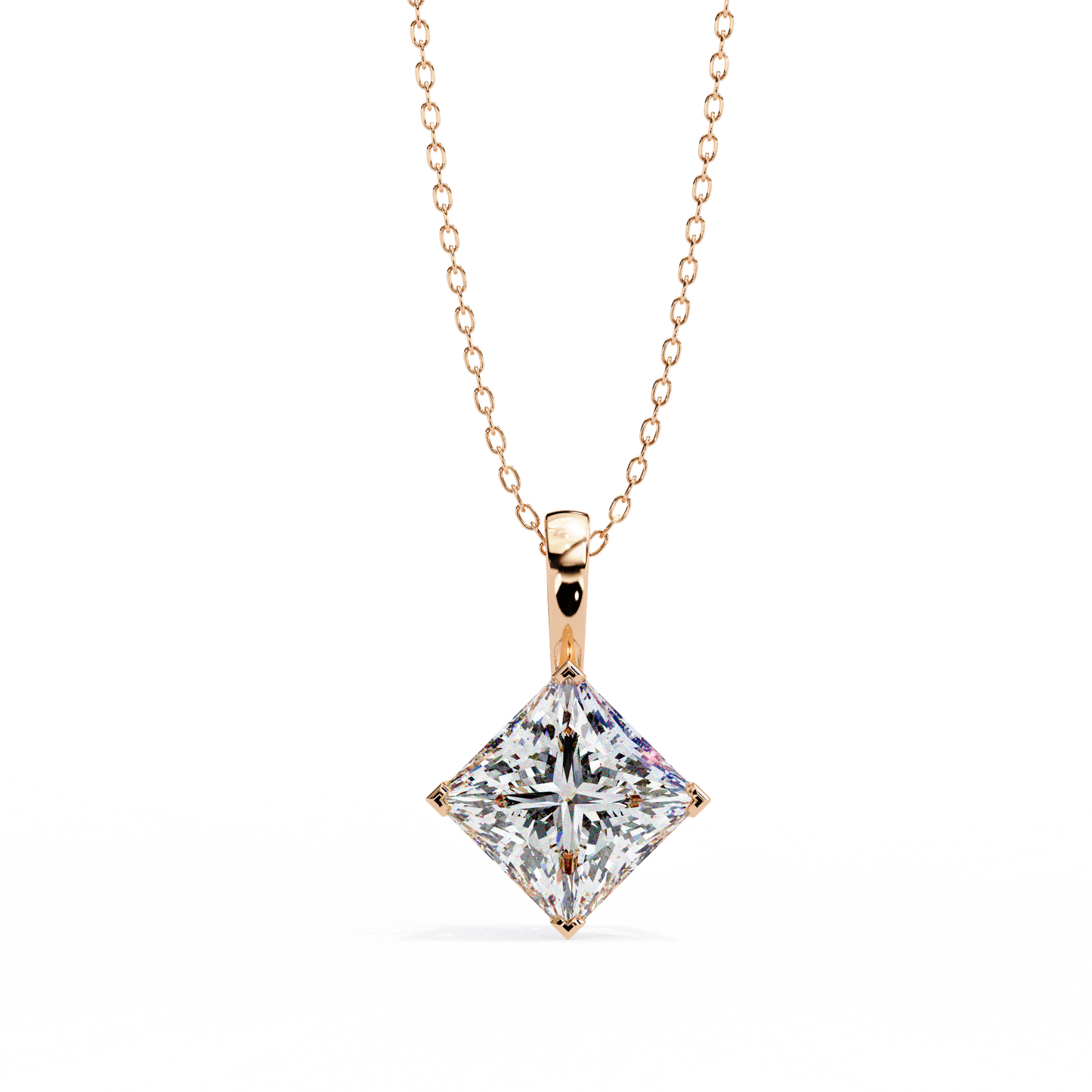 "The Prism: Kite-Set Princess Solitaire Pendant"- 2.87ct Diamonds