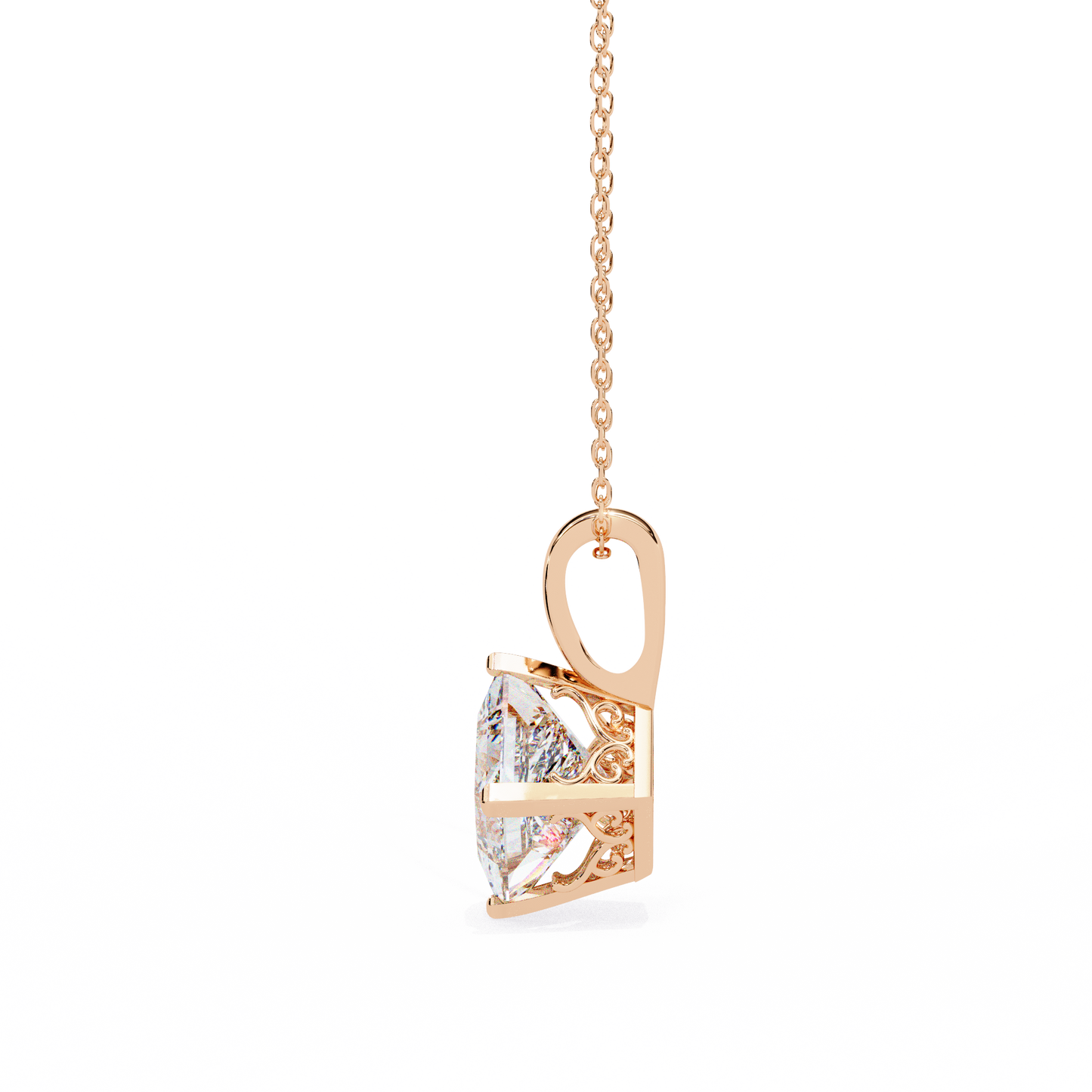 "The Prism: Kite-Set Princess Solitaire Pendant"- 2.87ct Diamonds
