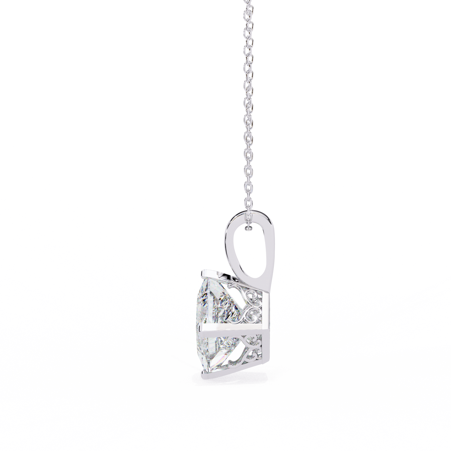 "The Prism: Kite-Set Princess Solitaire Pendant"- 2.87ct Diamonds