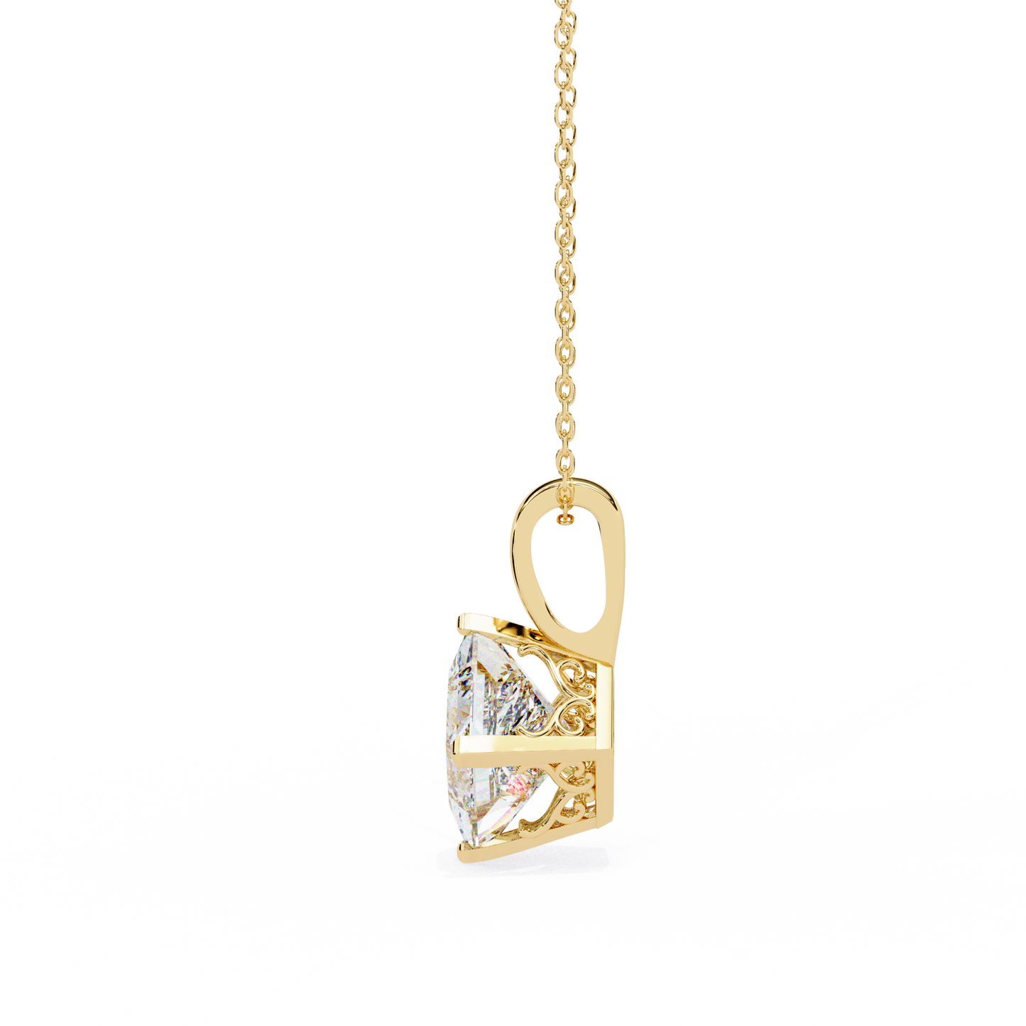 "The Prism: Kite-Set Princess Solitaire Pendant"- 2.87ct Diamonds