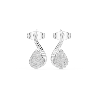 0.19CTW Diamond Pavé Teardrop Wave Stud Earrings in Yellow Gold