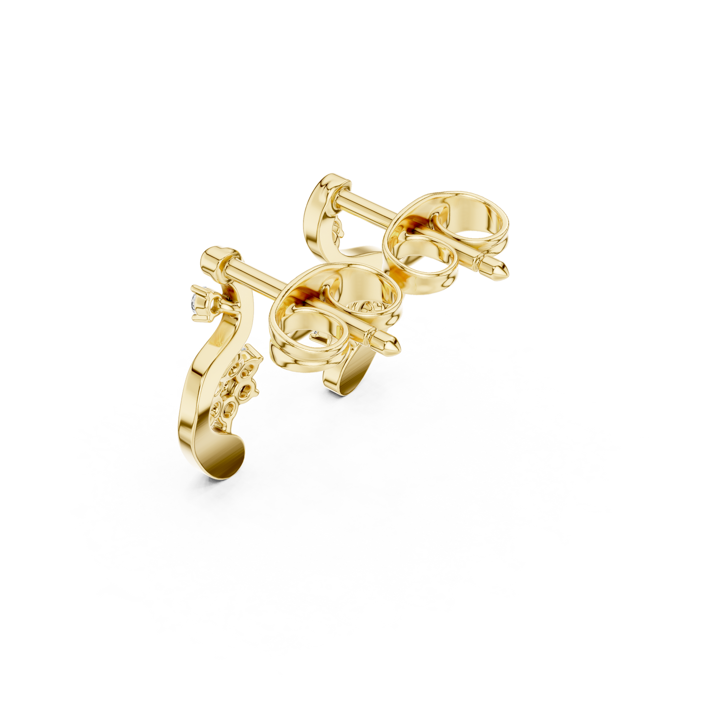 0.13CTW Diamond Floral Wave Studs in Gold - Modern Petal Cluster Earrings