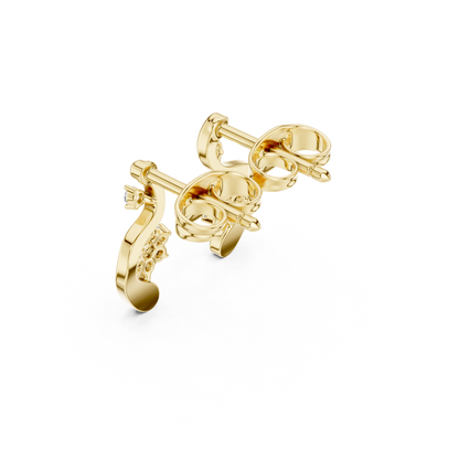 0.13CTW Diamond Floral Wave Studs in Gold - Modern Petal Cluster Earrings