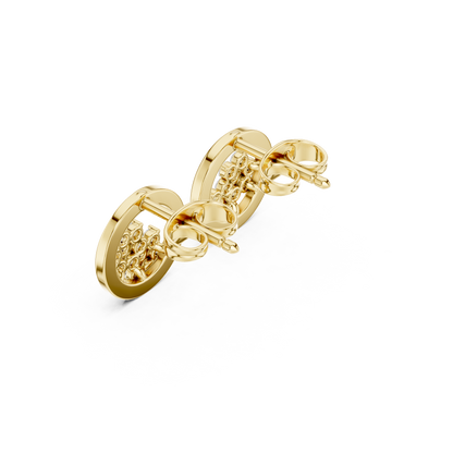 Floral Orbit Diamond Stud Earrings in Yellow Gold : 0.30CTW Round Brilliant