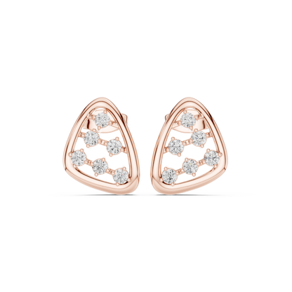 Geometric Prism Diamond Stud Earrings in Yellow Gold : 0.35CTW Round Brilliant