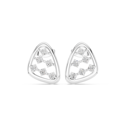 Geometric Prism Diamond Stud Earrings in Yellow Gold : 0.35CTW Round Brilliant