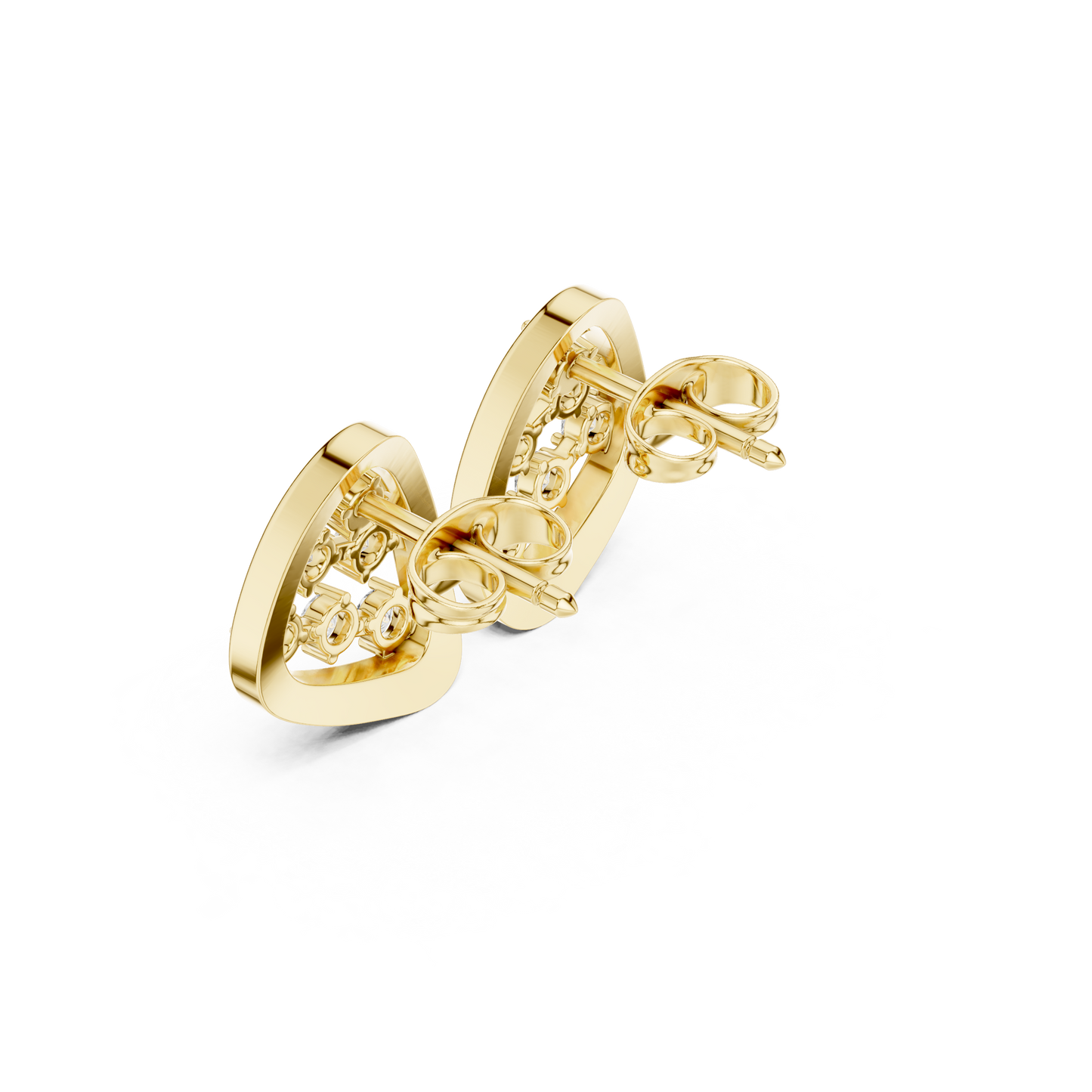 Geometric Prism Diamond Stud Earrings in Yellow Gold : 0.35CTW Round Brilliant