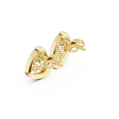 Geometric Prism Diamond Stud Earrings in Yellow Gold : 0.35CTW Round Brilliant