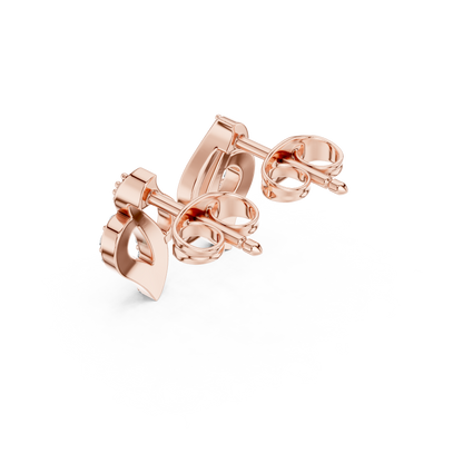 Swirl Leaf Diamond Cluster Stud Earrings in Yellow Gold : 0.16CTW