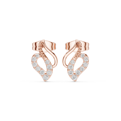 Swirl Leaf Diamond Cluster Stud Earrings in Yellow Gold : 0.16CTW
