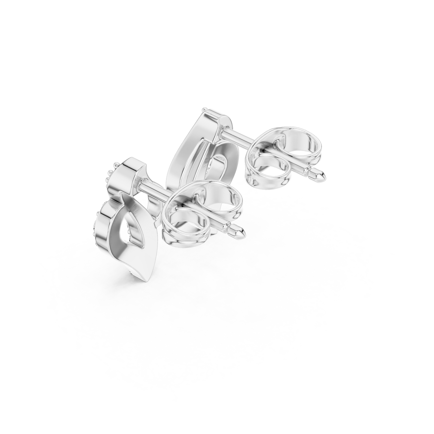 Swirl Leaf Diamond Cluster Stud Earrings in Yellow Gold : 0.16CTW