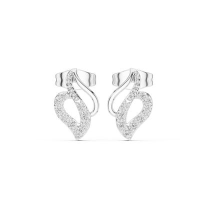 Swirl Leaf Diamond Cluster Stud Earrings in Yellow Gold : 0.16CTW