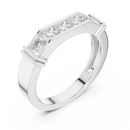 Yellow Gold 5-Stone Diamond Band 0.55CTW Bar & Channel Set Geometric Ring