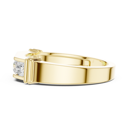 Yellow Gold 5-Stone Diamond Band 0.55CTW Bar & Channel Set Geometric Ring