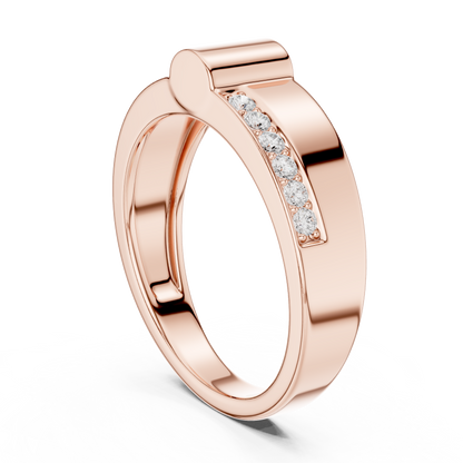 Yellow Gold Minimalist Cylinder Ring - 0.18CTW Round Diamonds
