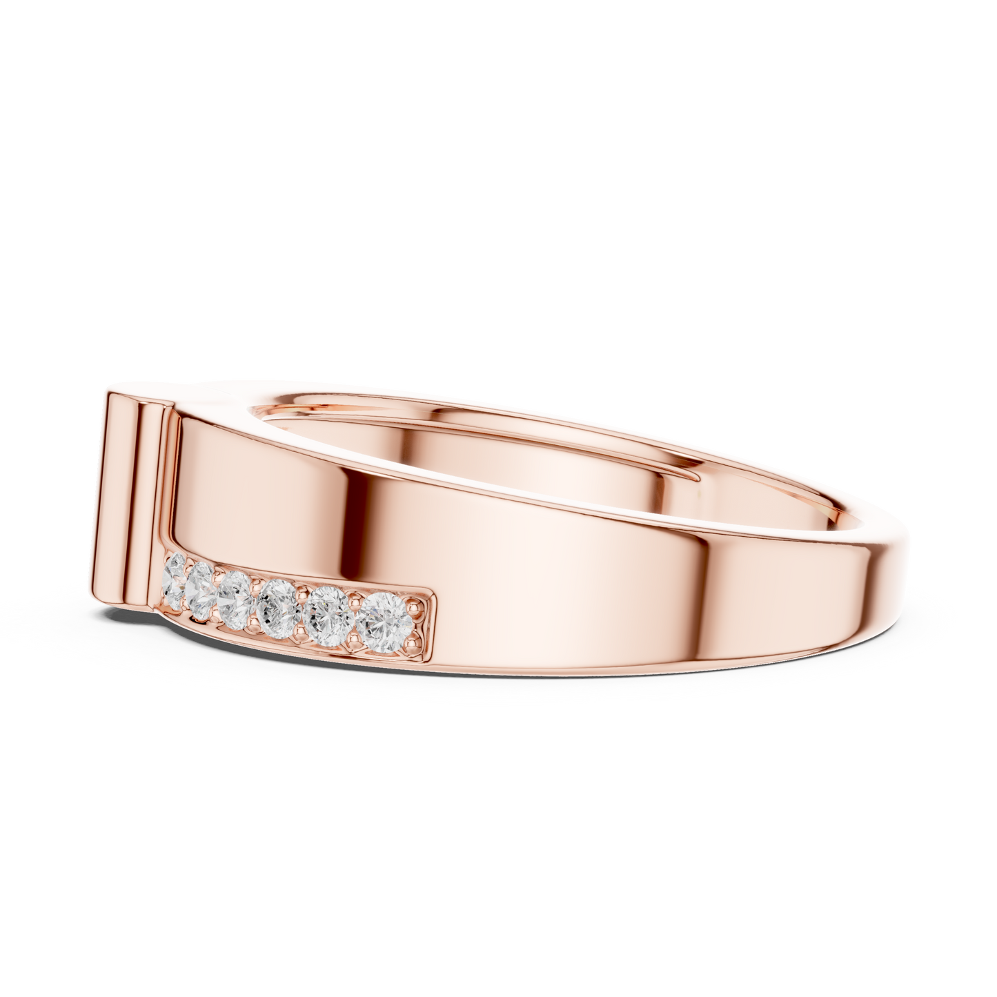 Yellow Gold Minimalist Cylinder Ring - 0.18CTW Round Diamonds