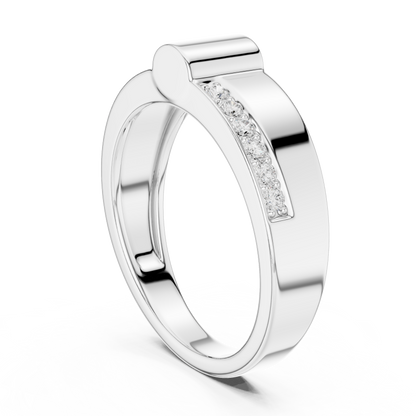 Yellow Gold Minimalist Cylinder Ring - 0.18CTW Round Diamonds