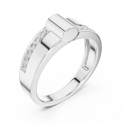 Yellow Gold Minimalist Cylinder Ring - 0.18CTW Round Diamonds