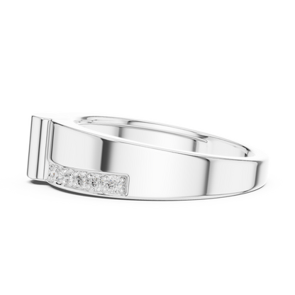 Yellow Gold Minimalist Cylinder Ring - 0.18CTW Round Diamonds