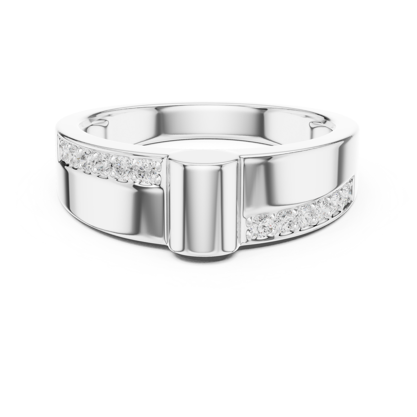 Yellow Gold Minimalist Cylinder Ring - 0.18CTW Round Diamonds
