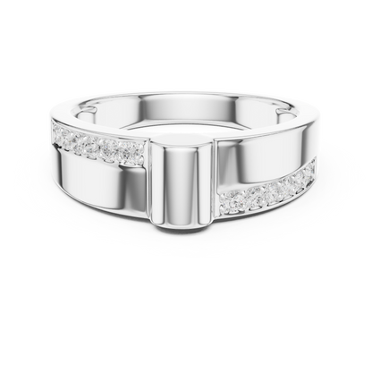 Yellow Gold Minimalist Cylinder Ring - 0.18CTW Round Diamonds