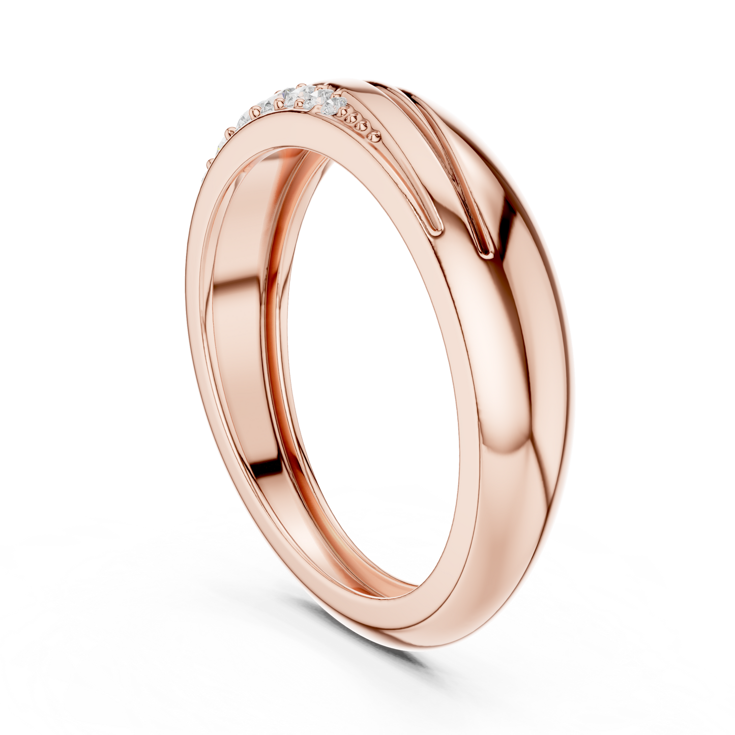 0.14ct Men's Modern Sculptural Curved Diamond Band in Yellow Gold