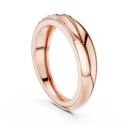 0.14ct Men's Modern Sculptural Curved Diamond Band in Yellow Gold