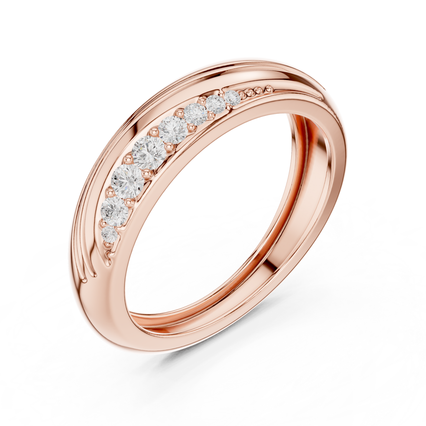 0.14ct Men's Modern Sculptural Curved Diamond Band in Yellow Gold