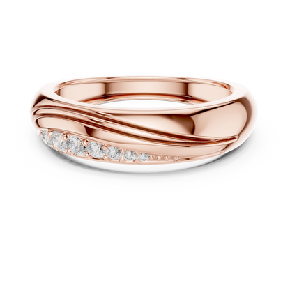 0.14ct Men's Modern Sculptural Curved Diamond Band in Yellow Gold