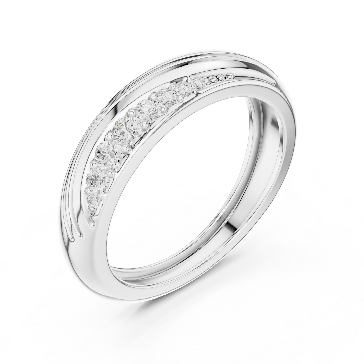 0.14ct Men's Modern Sculptural Curved Diamond Band in Yellow Gold