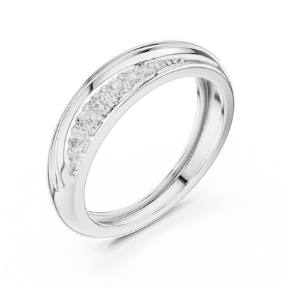 0.14ct Men's Modern Sculptural Curved Diamond Band in Yellow Gold