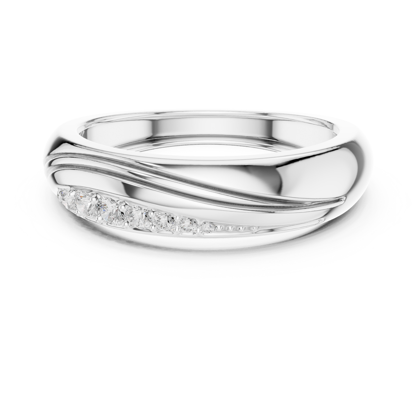 0.14ct Men's Modern Sculptural Curved Diamond Band in Yellow Gold