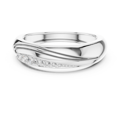 0.14ct Men's Modern Sculptural Curved Diamond Band in Yellow Gold