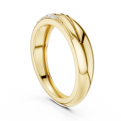 0.14ct Men's Modern Sculptural Curved Diamond Band in Yellow Gold