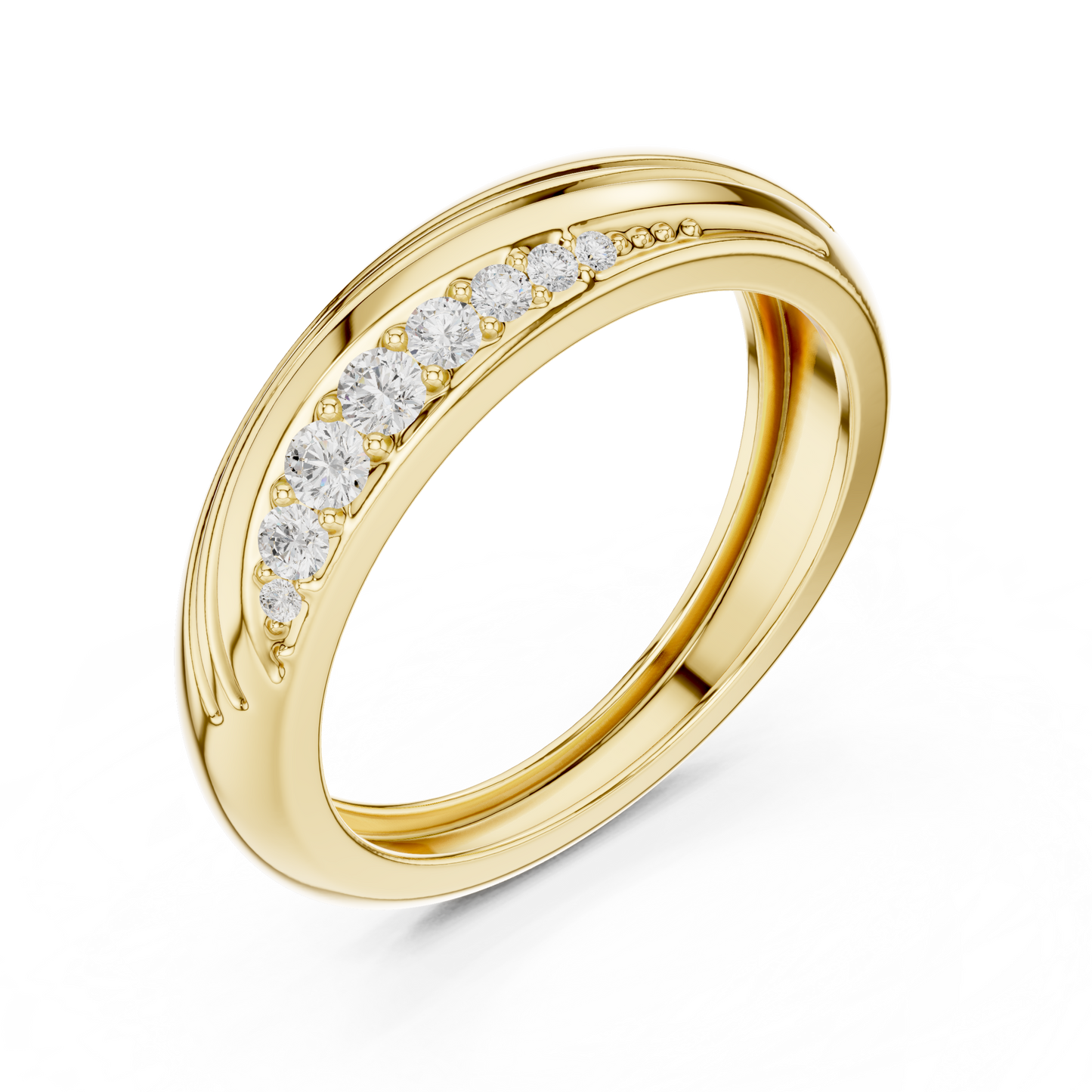 0.14ct Men's Modern Sculptural Curved Diamond Band in Yellow Gold