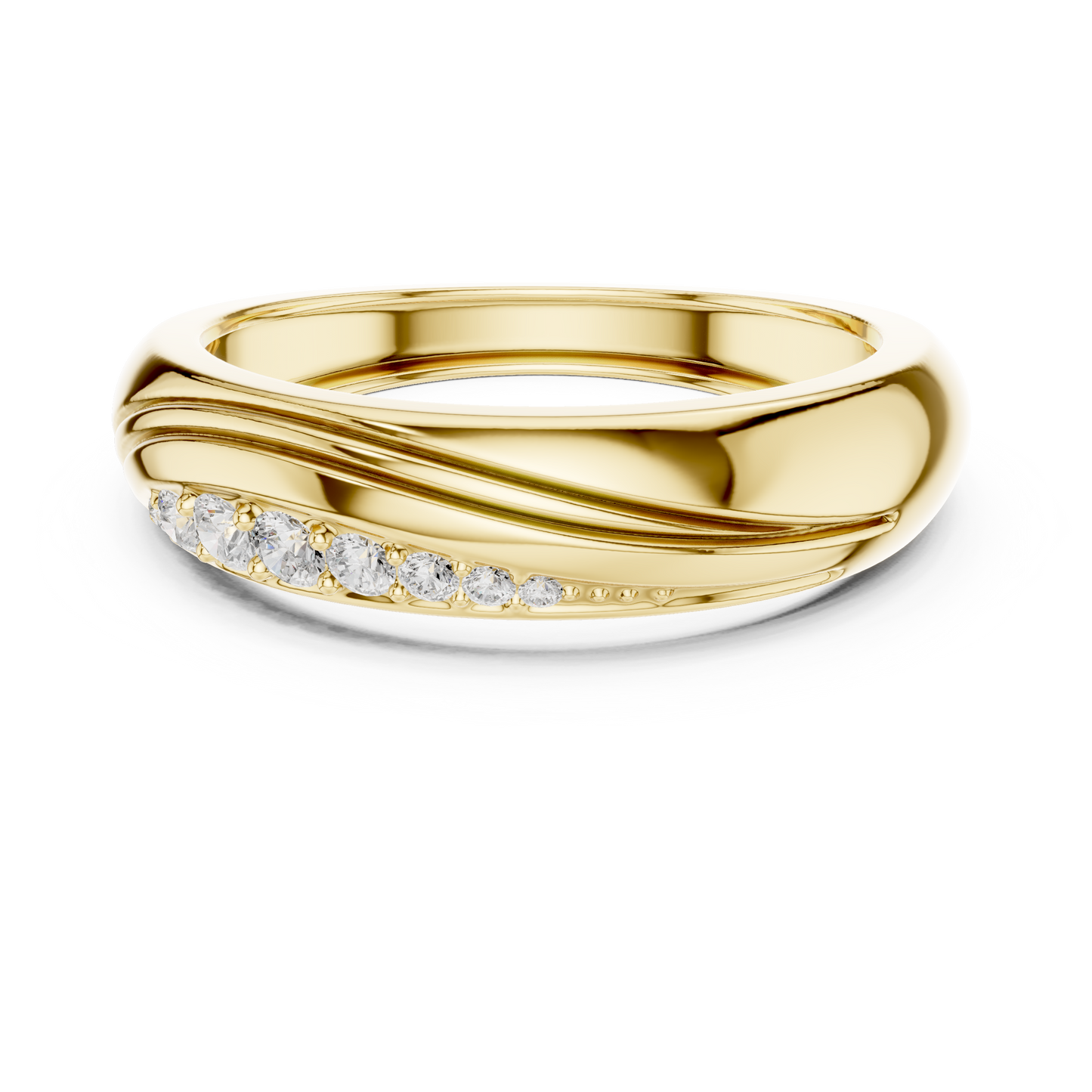 0.14ct Men's Modern Sculptural Curved Diamond Band in Yellow Gold