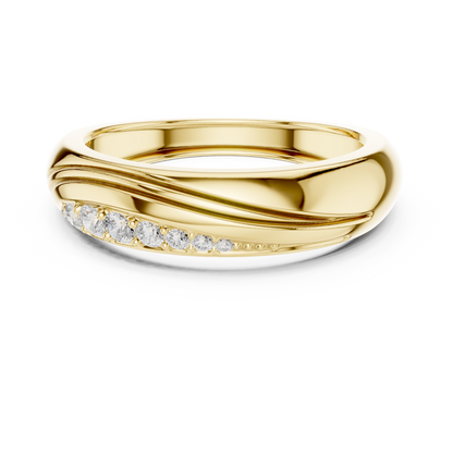 0.14ct Men's Modern Sculptural Curved Diamond Band in Yellow Gold