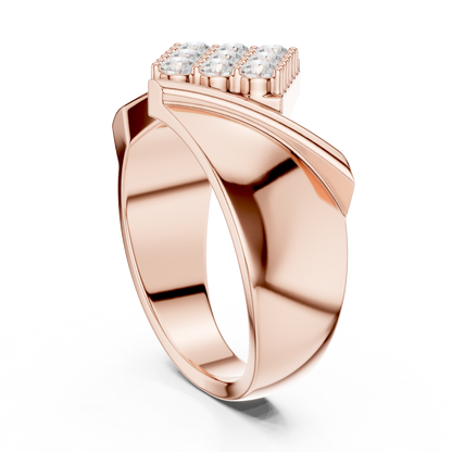 Yellow Gold Chevron Pave Statement Wedding Ring 0.45CTW Diamonds