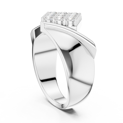 Yellow Gold Chevron Pave Statement Wedding Ring 0.45CTW Diamonds