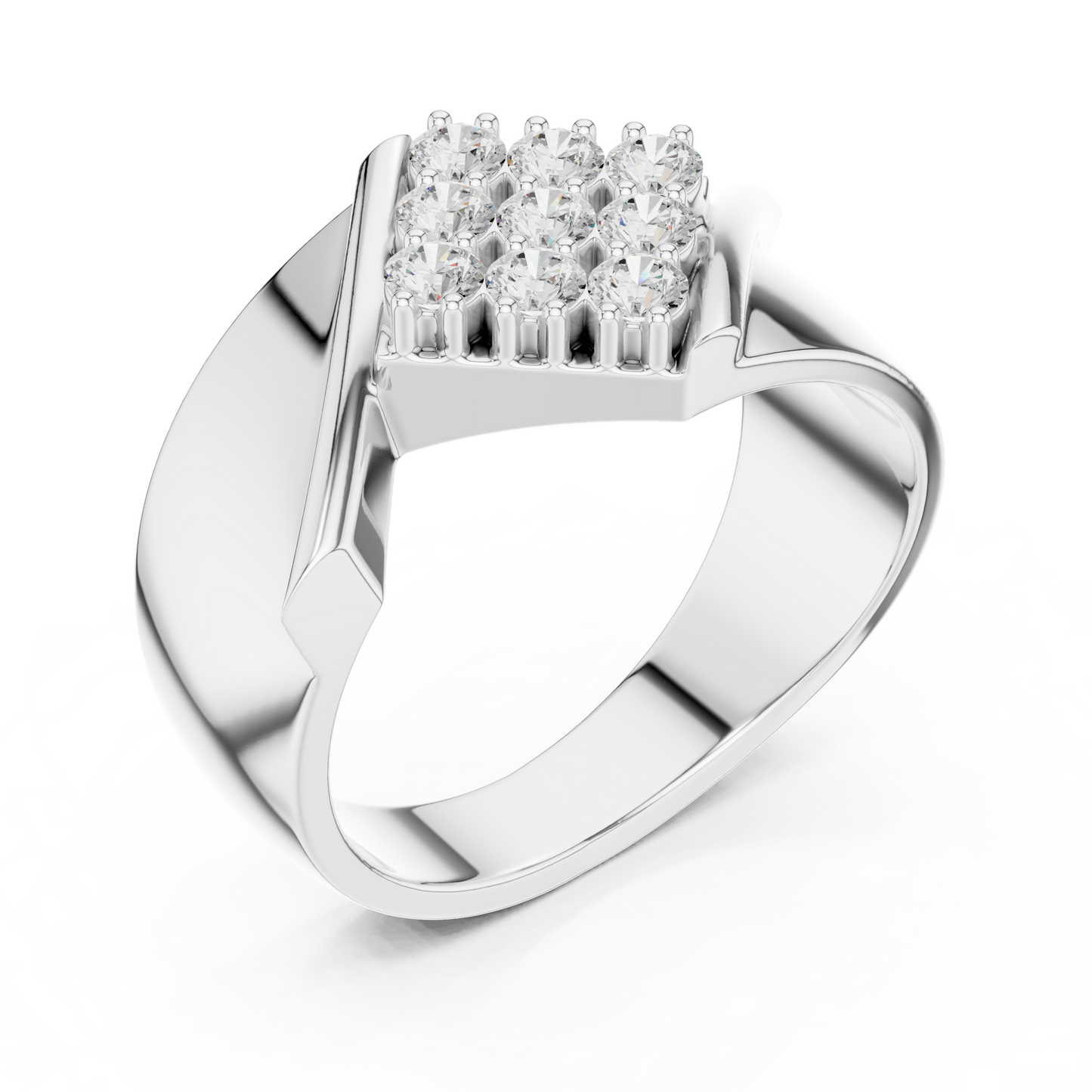 Yellow Gold Chevron Pave Statement Wedding Ring 0.45CTW Diamonds
