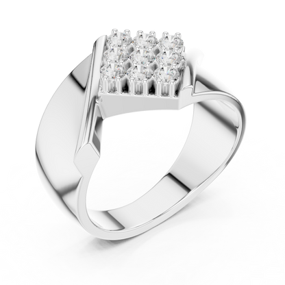Yellow Gold Chevron Pave Statement Wedding Ring 0.45CTW Diamonds