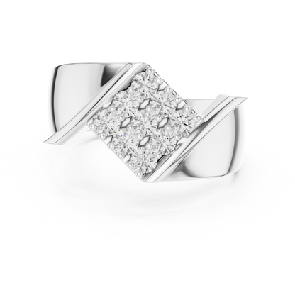Yellow Gold Chevron Pave Statement Wedding Ring 0.45CTW Diamonds