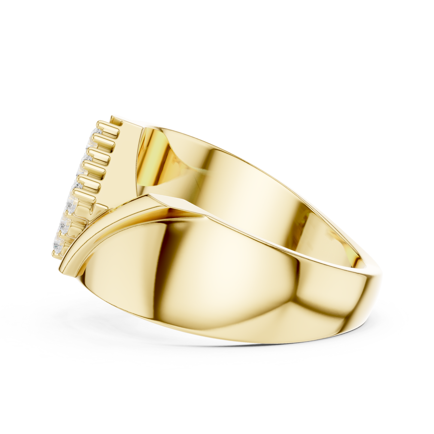 Yellow Gold Chevron Pave Statement Wedding Ring 0.45CTW Diamonds