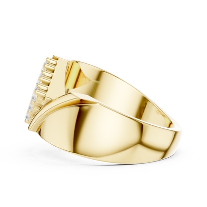 Yellow Gold Chevron Pave Statement Wedding Ring 0.45CTW Diamonds
